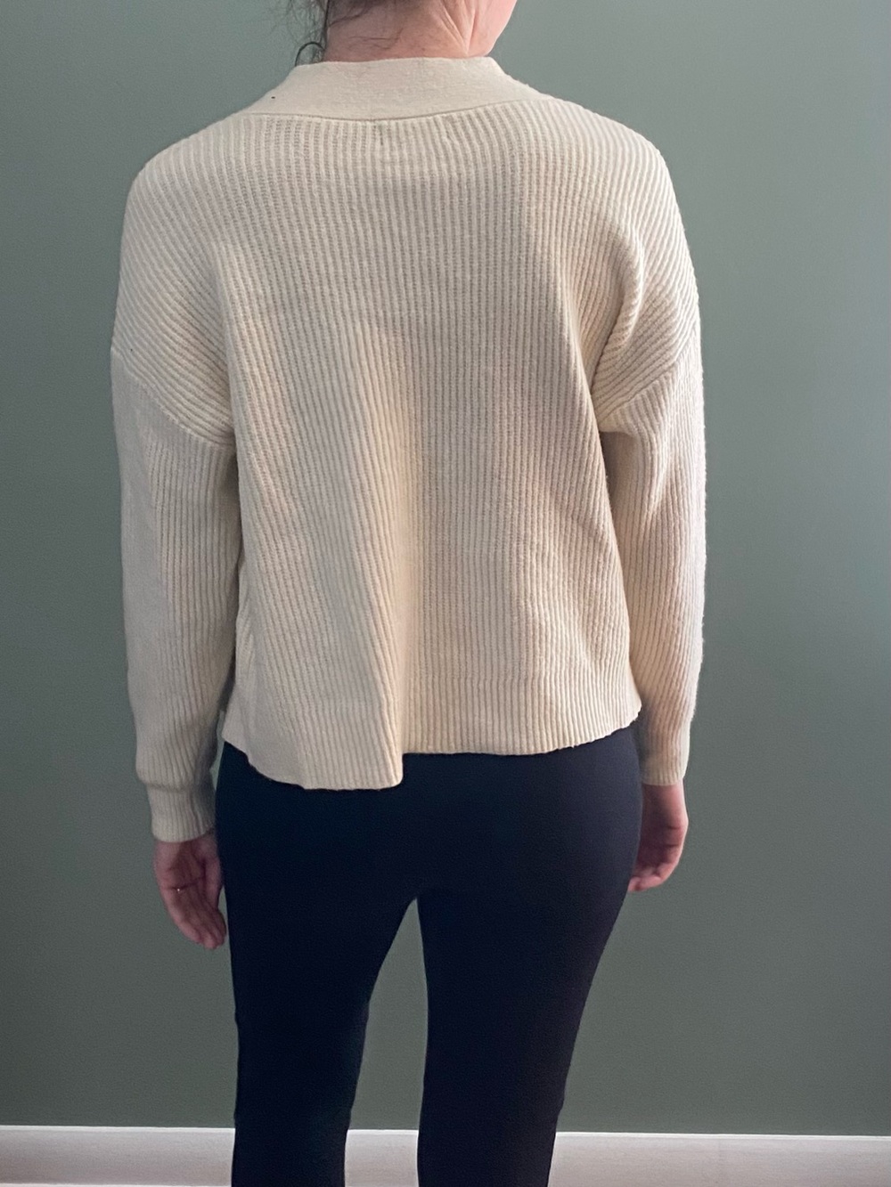 Cream Button-Front Rib Knit Cardigan - Picture 3 of 8